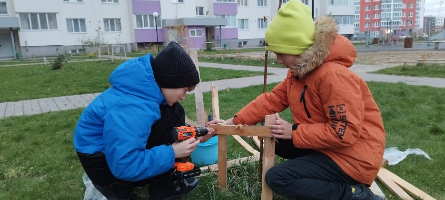 Подготовка к зиме: ремонт ограждений деревьев и кустарников